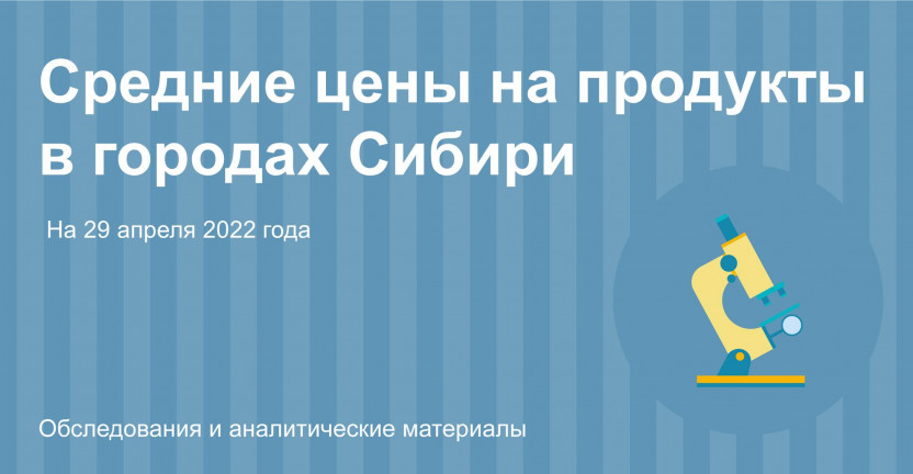 Средние цены на продукты в городах Сибири на 29 апреля 2022 года